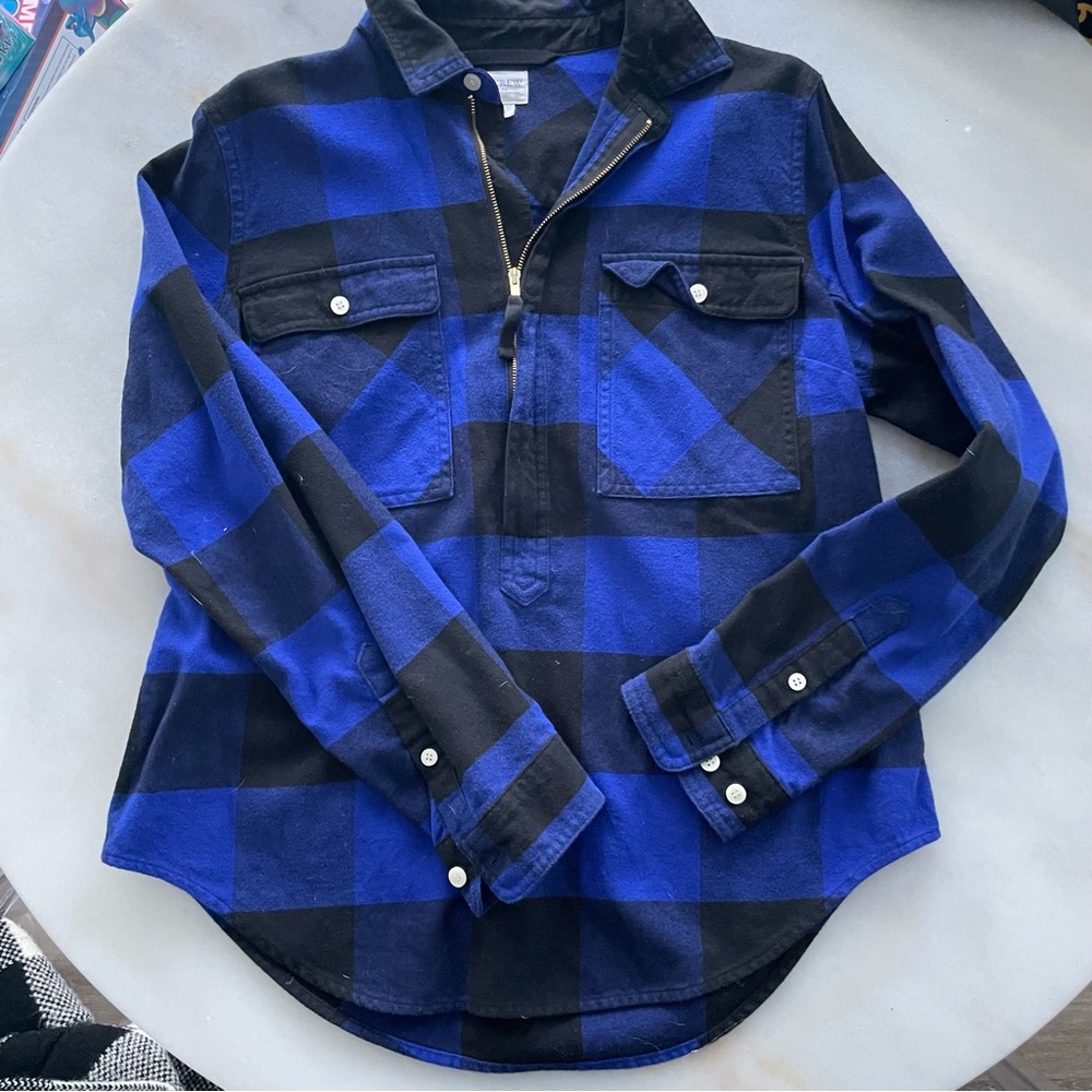 J. Crew Blue and Black Plaid Shirt Size S
